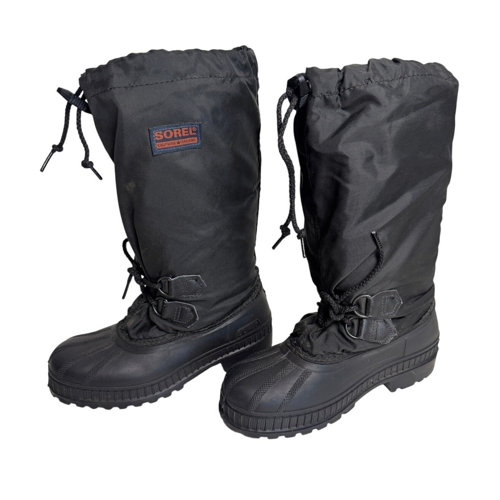 Vtg Sorel Kaufman Canada Snowlion Boots Black Snow Pac Waterproof Men's 4 Wom 6.